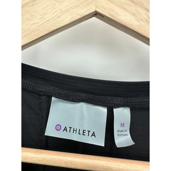 Athleta Black Pacifica UPF Tee 2 Women M Short Sleeve Zip Front Stretch Outdoor - Picture 6 of 9